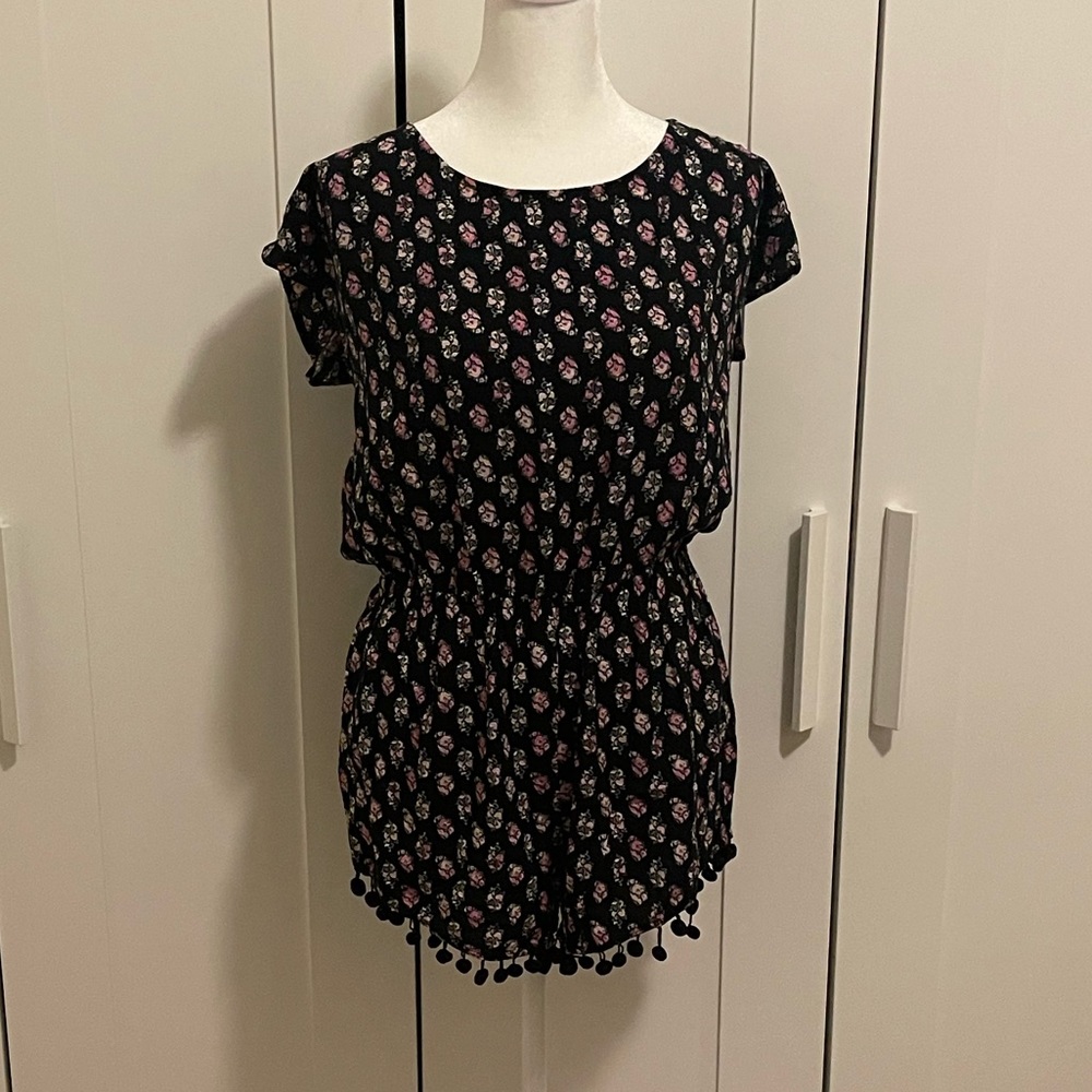 Mimi Pink Black Floral Romper